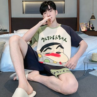 男士睡衣夏季男款纯棉2024新款夏天短袖男生加大码卡通家居服套装