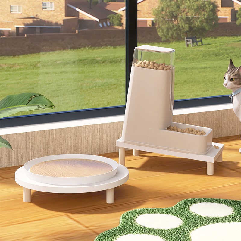 霍曼喂食器增高架猫碗垫高支架护颈吃饭桌猫咪自动喂食机加高碗架