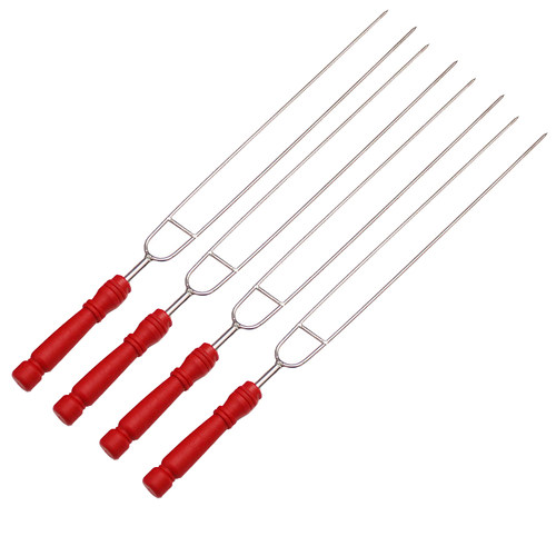 塑料手柄鸡翅烧烤叉羊肉串签子 不锈钢烧烤签41CM烧烤签U型叉双叉