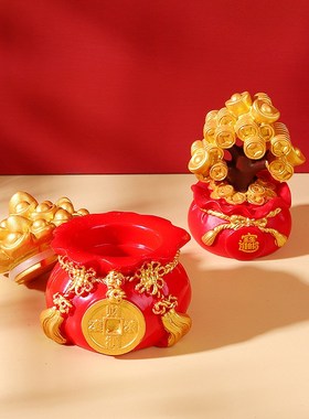 创意招财钱袋发财树车载摆件汽车中控台车内饰办公室桌面装饰品