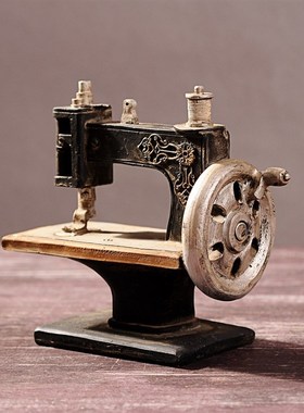 美式乡村复古做旧缝纫机摆件道具家居软装饰品服装店橱窗创意礼物