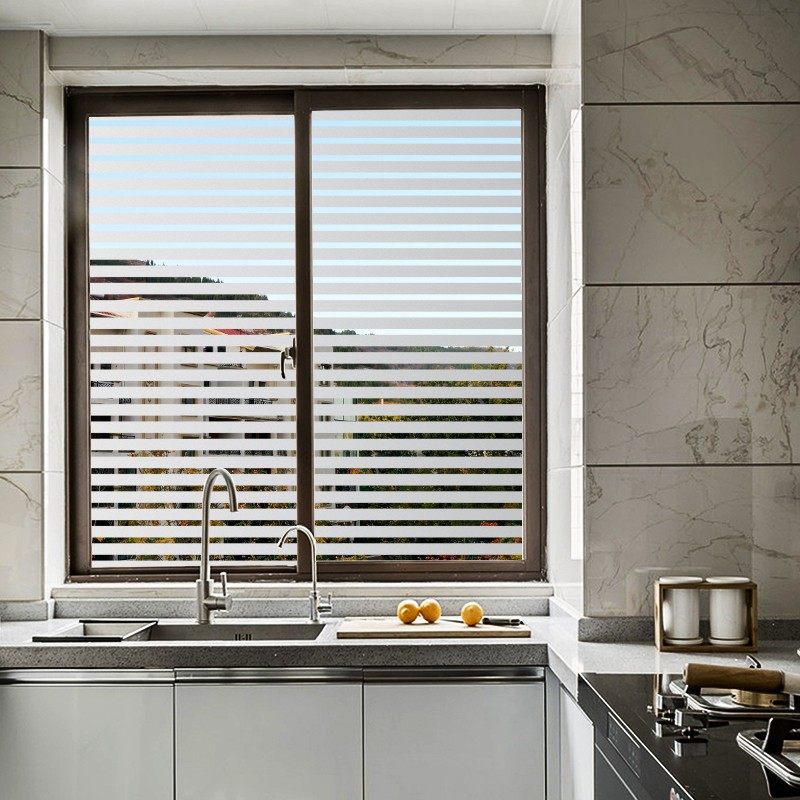 磨砂办公室玻璃贴膜半透明条纹移门阳台隔断防撞腰线装饰窗户贴纸