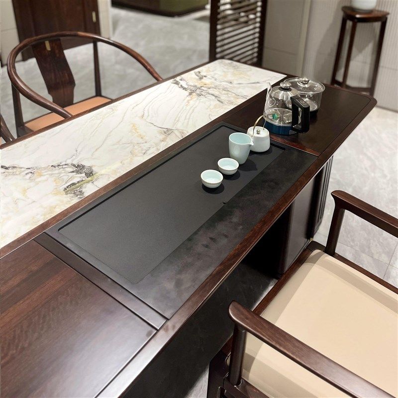 新中式实木茶桌椅组合客厅家用黑胡桃木泡茶桌办公室茶台茶几家具,住宅家具,家用茶台/茶桌,淘宝优惠券,粉丝福利购,淘宝优惠卷