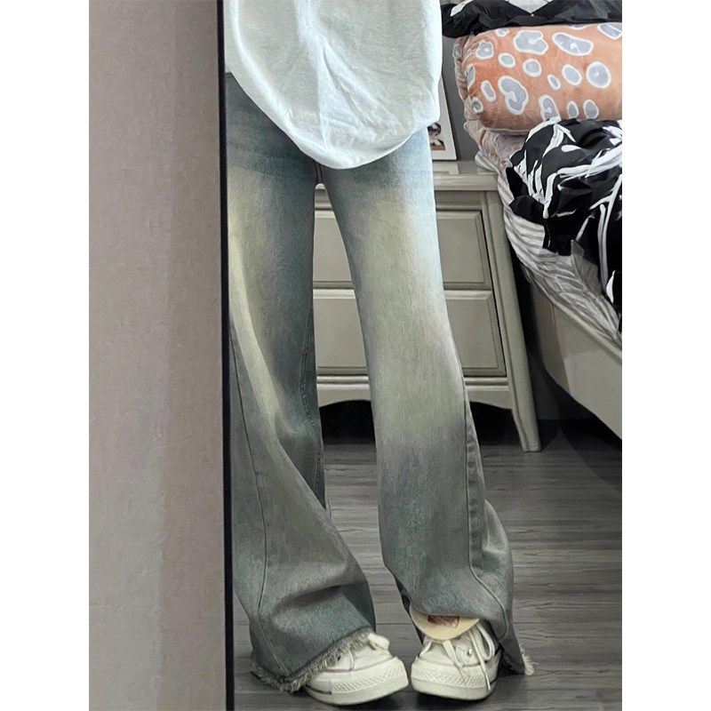 怀旧蓝牛仔裤女秋季新款胖妹妹mm梨形身材高腰宽松显瘦毛边阔腿裤,女装/女士精品,大码裤装,淘宝优惠券,粉丝福利购,淘宝优惠卷