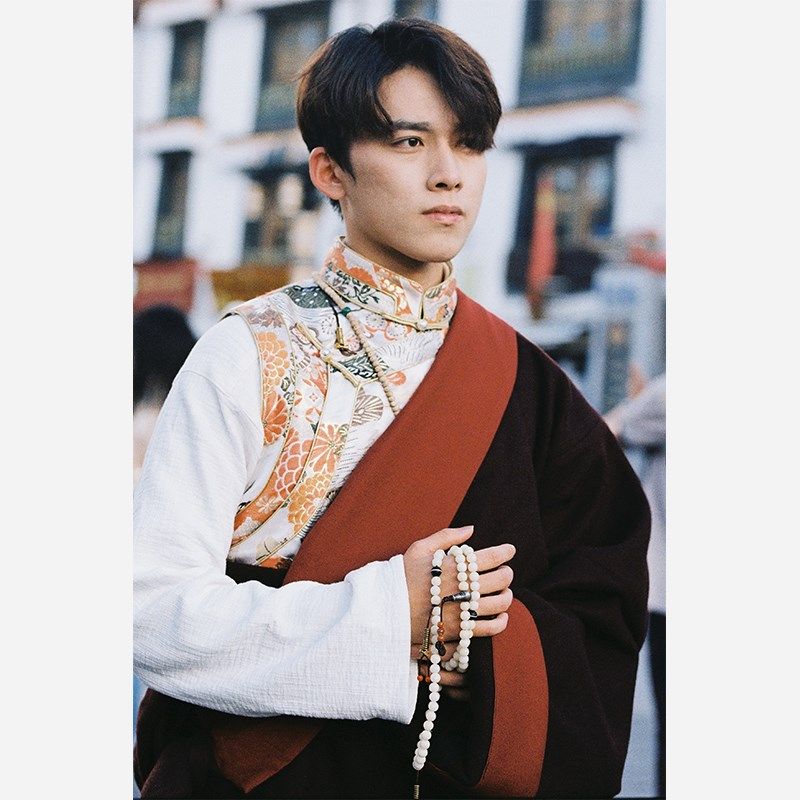 绮陌藏式贵族藏装 华丽织锦层次感叠穿马甲 国风中式男装背心,男装,常规马甲,淘宝优惠券,粉丝福利购,淘宝优惠卷