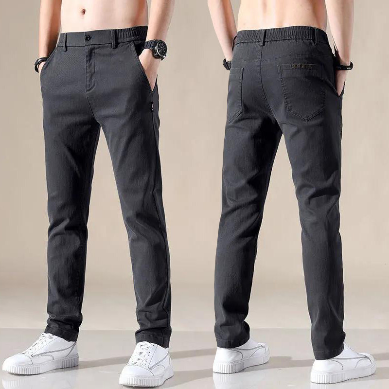 男士休闲裤秋冬季弹力厚款修身直筒男裤青年百搭商务小脚长裤子男,男装,休闲裤,淘宝优惠券,粉丝福利购,淘宝优惠卷
