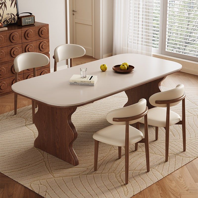 馨佰利岩板餐桌椅组合中古风2025新款家用小户型吃饭桌实木长方形,住宅家具,岩板餐桌,淘宝优惠券,粉丝福利购,淘宝优惠卷