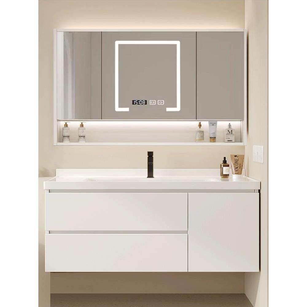 现代简约实木浴室柜组合浴室陶瓷一体化洗手盆洗手盆套装