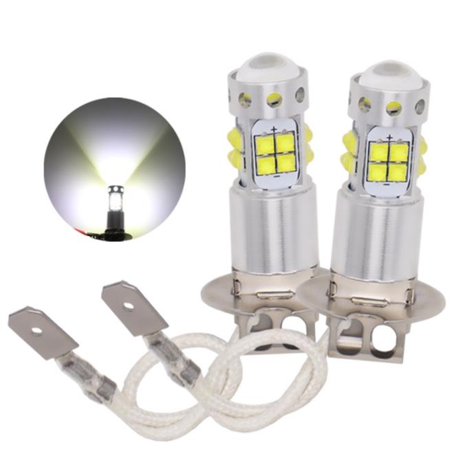 h1h3高亮led汽车大灯远光近光透镜聚光灯泡12V24V通用50W80W100W