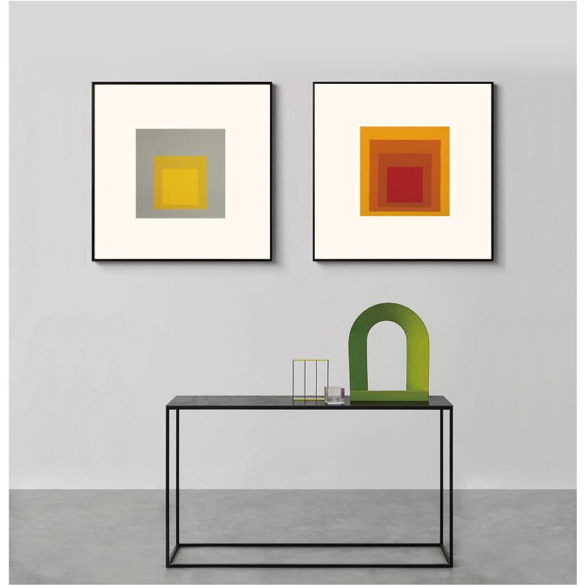 彩色渐变几何色块抽象挂画现代简约壁画客厅餐厅正方形组合装饰画图片