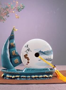 天然阿富汗玉石摆件平安帆船送礼送朋友客户商业礼品电视酒柜装饰
