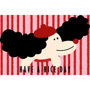 与风与海撞色大耳朵狗条纹入户丝圈地垫玄关进门地毯耐脏刮沙脚垫