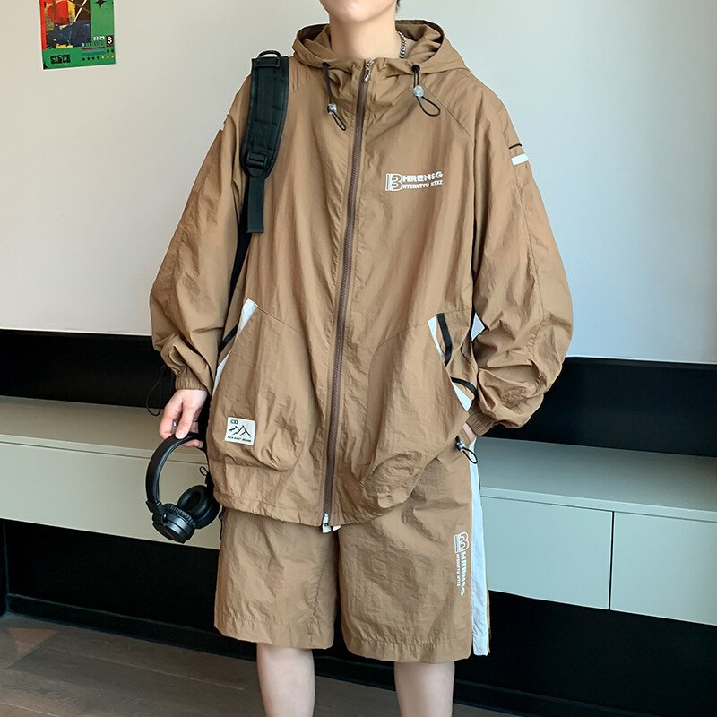 2025夏季新款防晒服套装潮男痞帅速干衣户外旅游高级感穿搭两件套