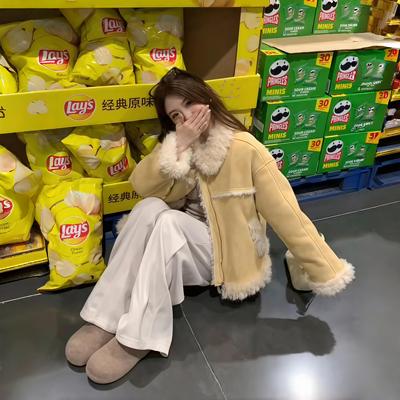 高级感加厚加绒羊羔毛外