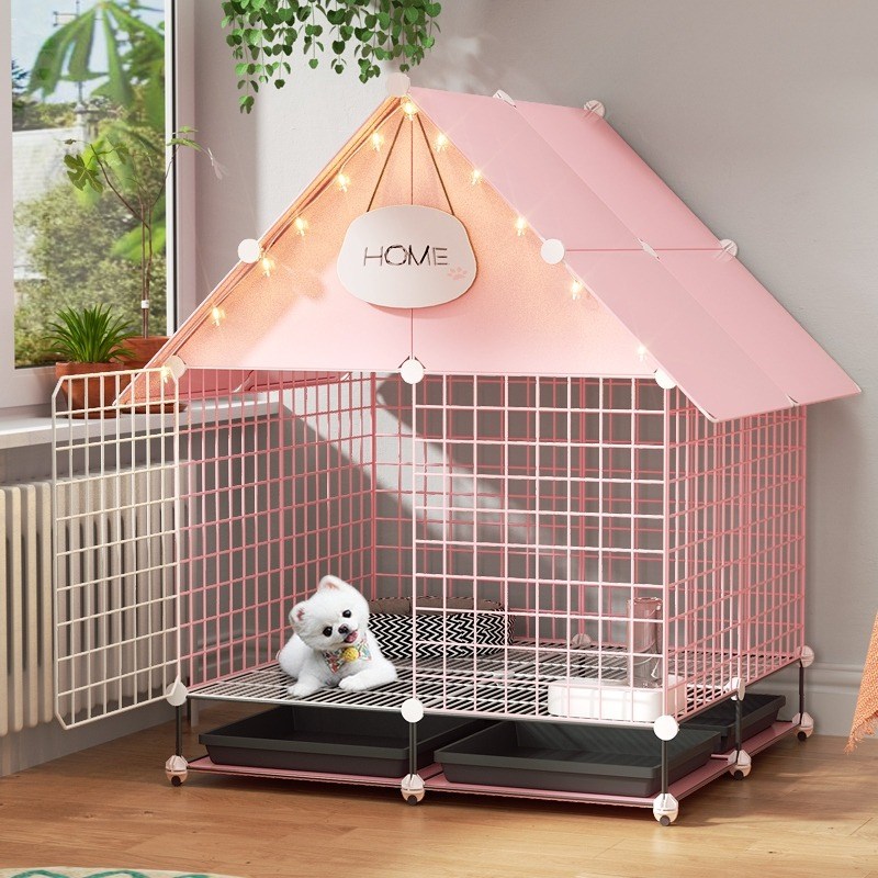 狗笼子猫狗宠物围栏带厕所分离家用小型犬专用别墅小屋加密铁狗窝