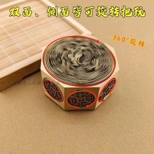 新款 黄铜八面转赚钱解压减压转转纯铜手把件龙牌招财进宝龙年摆件