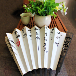 传统书法折扇题诗定制诗词宣纸道具扇壁挂装饰扇礼物汉服相声扇子