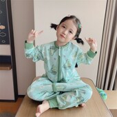 儿童连体睡衣 通用夏季 婴儿睡袋春秋款 纯棉无骨宝宝分腿防踢被四季