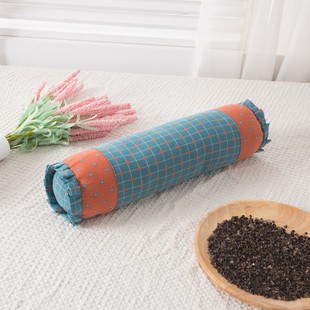 全棉新品双层纱圆柱型颈椎枕牵引护颈枕头枕套荞麦壳决明子枕芯套