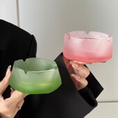 烟灰缸高级感创意几何办公室家用客厅摆件磨砂玻璃碗灰缸