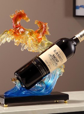 新中式马到功成红酒架子摆件家居客厅酒柜电视柜工艺装饰乔迁礼品