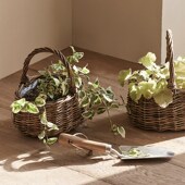 田园手工柳编草编花盆藤编花篮编织手提篮子插花绿萝摆件装 饰花器