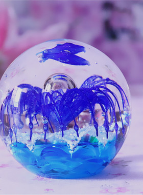 玻璃水晶海豚夜光球居家办公书房酒柜电视柜摆件装饰品工艺品礼品