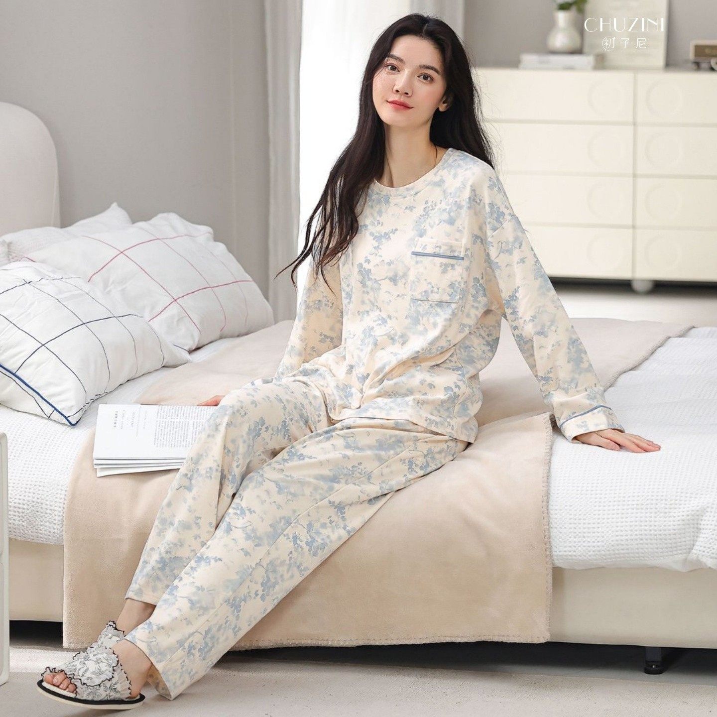 纯棉睡衣女款长袖长裤2025年春秋新款甜美大码可外穿家居服套装女