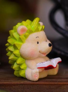 好运连连榴莲刺猬可爱水果花园摆件办公桌面车载装饰品送生日礼物