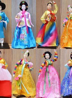 韩国民俗 人偶娃娃摆件朝鲜族绢人韩国家居装饰礼品工艺品