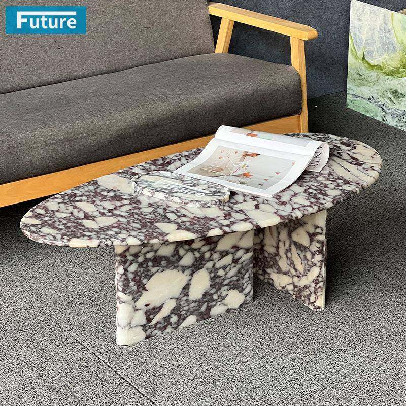 意式轻奢卡紫大理石茶几现代高级椭圆茶桌别墅客厅设计师款咖啡桌,基础建材,其它,淘宝优惠券,粉丝福利购,淘宝优惠卷