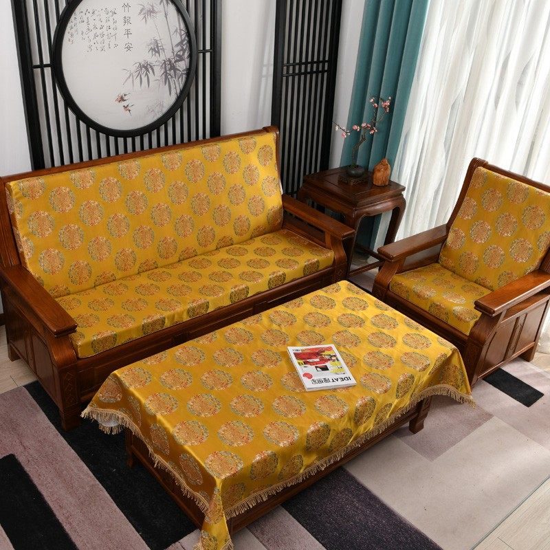 红木沙发坐垫带靠背防滑实木座垫加厚海绵罗汉床中式雪尼尔春秋椅