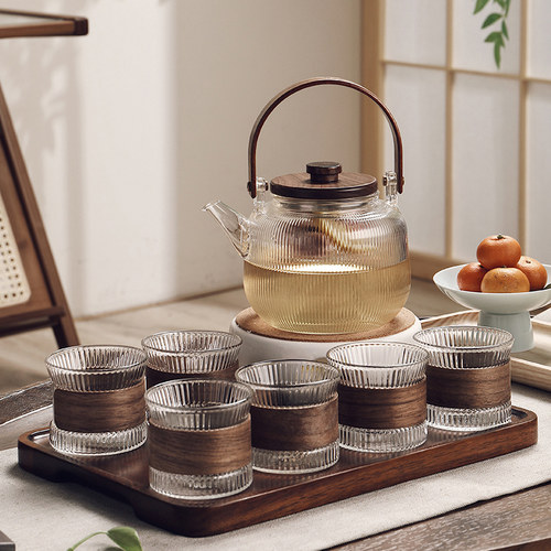 玻璃花茶壶茶杯套装蜡烛加热下午茶具煮茶炉泡水果茶美容院养生壶