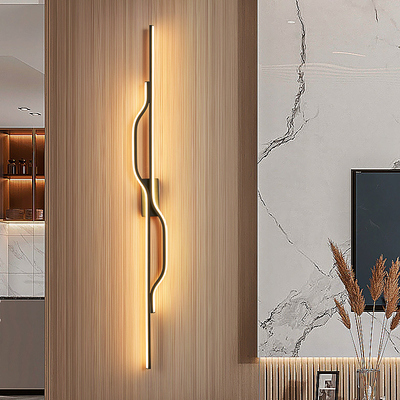 新款客厅灯极简长条壁灯现代简约电视背景墙木格栅壁灯入户楼梯灯