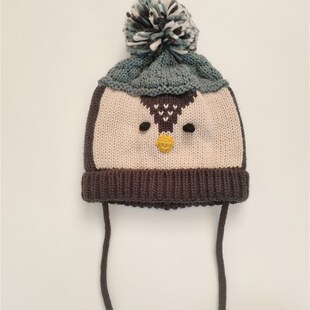 2023年秋冬新款提花卡通企鹅婴儿男童女童帽子围巾两件套多件套