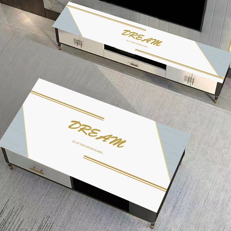 pvc简约防水软玻璃水晶板桌布垫餐桌茶几电视柜防尘轻奢办公桌垫