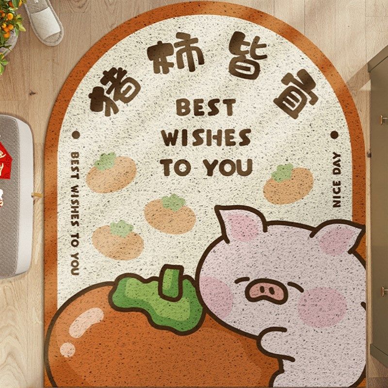 小猪猪入户门地垫家用进门PVC丝圈脚垫玄关防滑门垫卡通可爱地毯,居家布艺,家用脚垫,淘宝优惠券,粉丝福利购,淘宝优惠卷