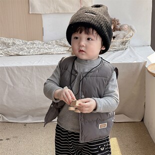 男宝宝衣服冬季套装婴儿秋冬装加厚马甲外套时髦洋气加绒长袖一岁