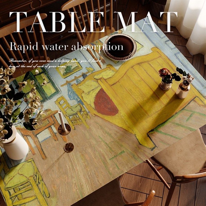 梵高成名作餐桌垫免洗防油防水防烫桌布隔热皮革轻奢高级感茶几台,居家布艺,桌布,淘宝优惠券,粉丝福利购,淘宝优惠卷