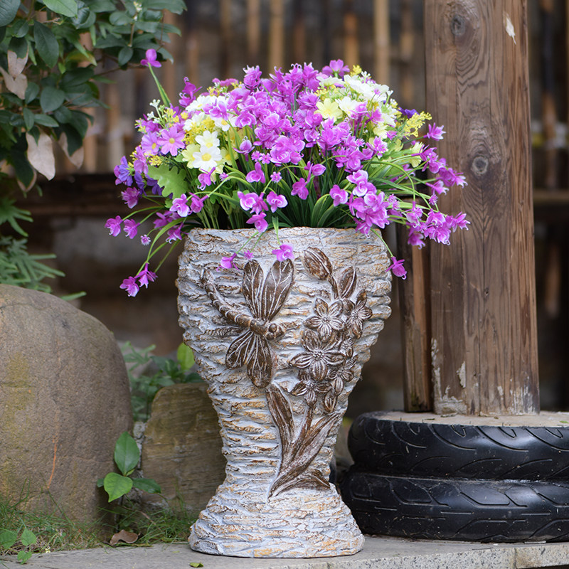 创意花盆户外仿石复古个性多肉粗陶花园庭院陶罐露台阳台装饰摆件
