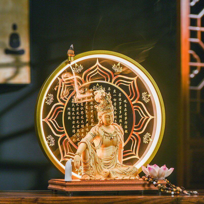 自在观音佛像家居供奉木雕观音菩萨观自在观世音神像中式禅意摆件