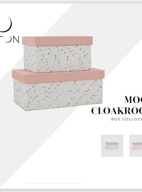 MOON慕空间样板房衣帽间收纳盒摆件粉色盖方盒软装饰品摆设道具