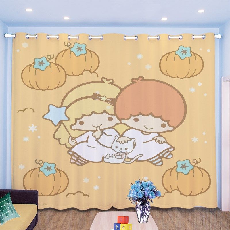 全遮光粉色双子星儿童女孩房公主风飘窗免打孔挂钩魔术贴定制窗帘,居家布艺,定制窗帘,淘宝优惠券,粉丝福利购,淘宝优惠卷