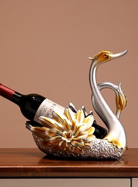 中式创意天鹅红酒架摆件客厅斜放玄关鞋柜酒柜装饰品乔迁新居礼品