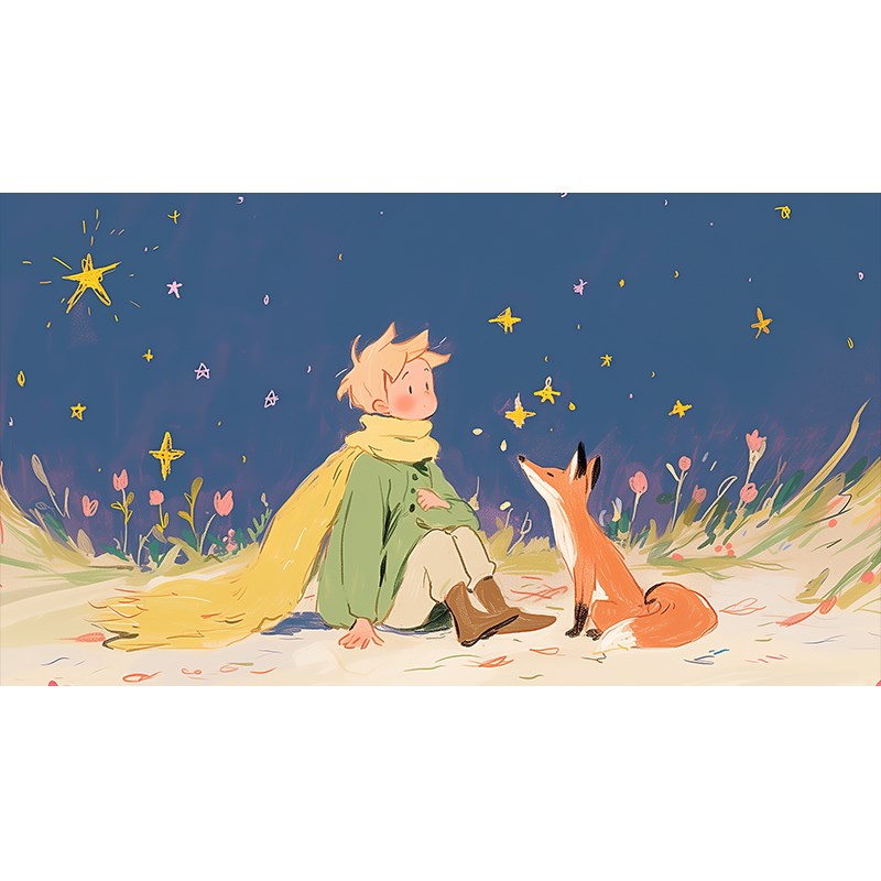 小王子治愈系海报墙贴可爱卡通壁纸超大防水卧室宿舍定制装饰画