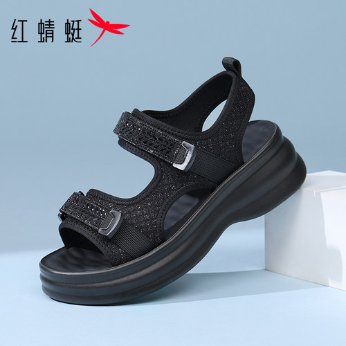 红蜻蜓沙滩鞋子软底轻便舒适增高
