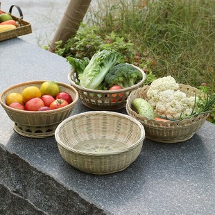 手工竹编果篮竹编筐干果盘家用篮子竹簸箕收纳篮竹篓沥水篮洗菜篮