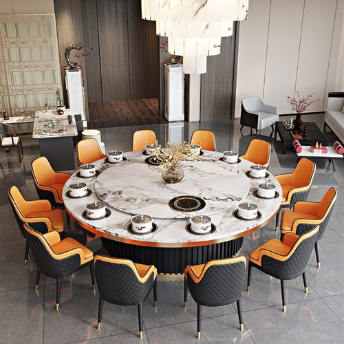 一人一锅火锅餐桌火锅桌子电磁炉一体餐馆商用大圆桌椅组合火锅店