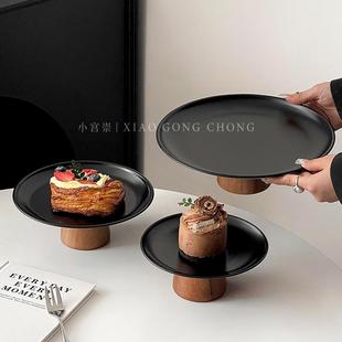 高脚盘水果盘客厅家用零食摆放盘糖果盘茶点甜品盘下午茶托盘 中式
