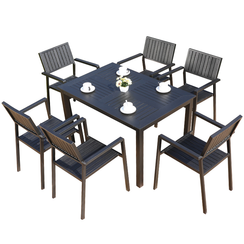 藤朝户外庭院桌椅露天台塑木商业简约岩板大理石餐桌花园院子桌椅